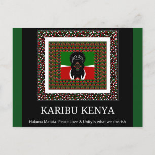 Karibu Kenya: Vibrant National Flag Colours design Postcard