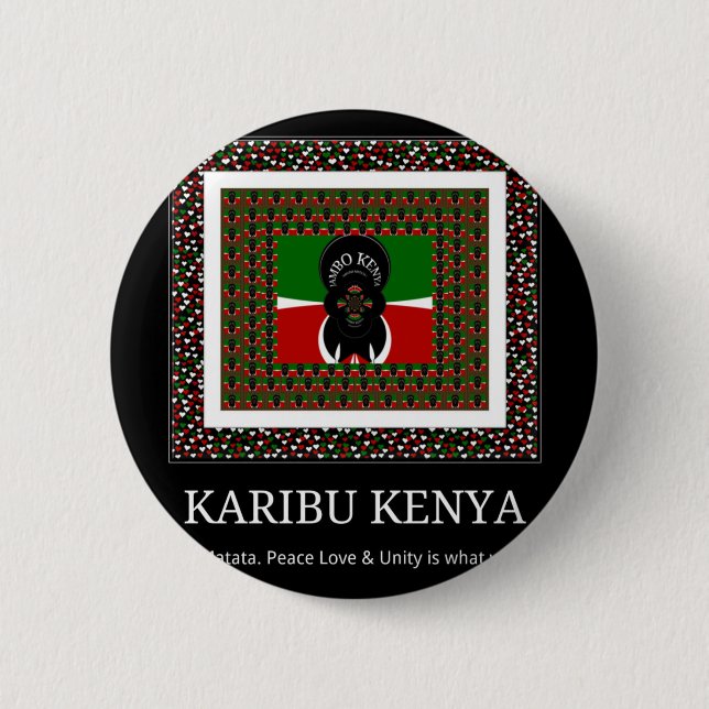 Karibu Kenya: Vibrant National Flag Colours Hakuna 6 Cm Round Badge (Front)