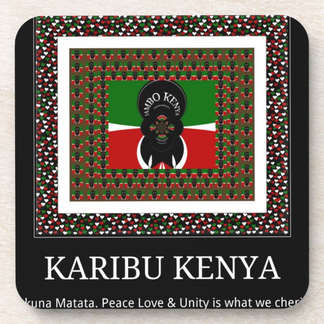 Karibu Kenya: Vibrant National Flag Colours Hakuna Coaster (Front)