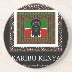 Karibu Kenya: Vibrant National Flag Colours Hakuna Coaster