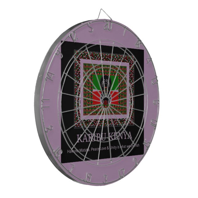 Karibu Kenya: Vibrant National Flag Colours Hakuna Dartboard (Front Left)