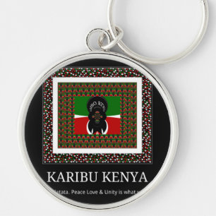 Karibu Kenya: Vibrant National Flag Colours Hakuna Key Ring