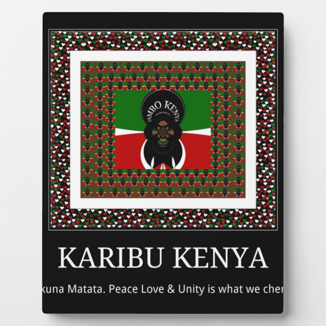 Karibu Kenya: Vibrant National Flag Colours Hakuna Plaque (Front)