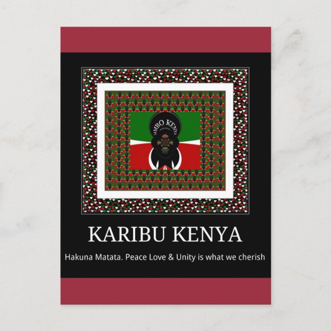 Karibu Kenya: Vibrant National Flag Colours Hakuna Postcard (Front)
