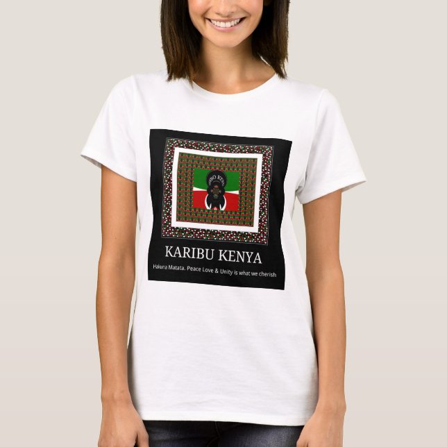 Karibu Kenya: Vibrant National Flag Colours Hakuna T-Shirt (Front)