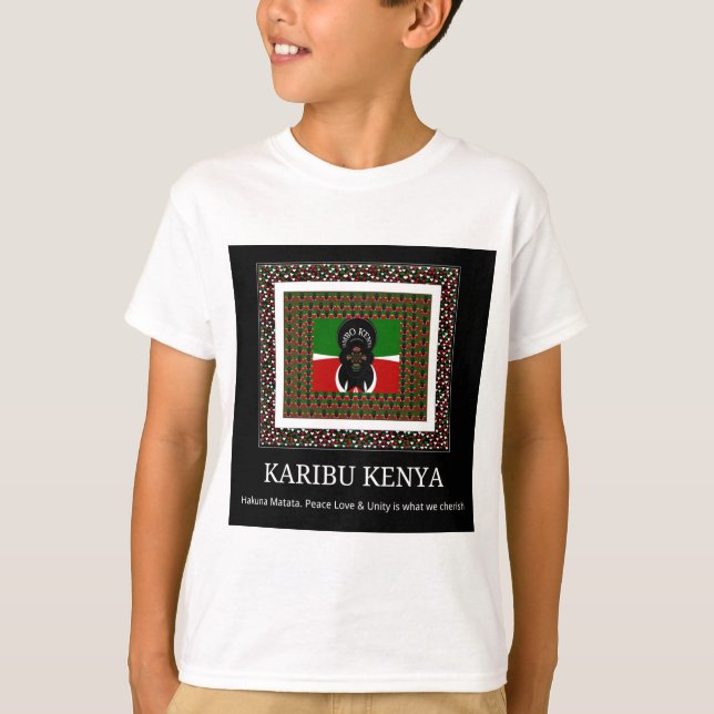 Karibu Kenya: Vibrant National Flag Colours Hakuna T-Shirt (Front)