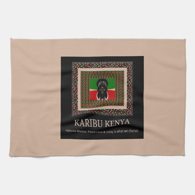 Karibu Kenya: Vibrant National Flag Colours Hakuna Tea Towel (Horizontal)