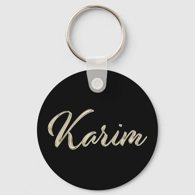 Karim Name whitegold Button Schlüsselanhänger Key Ring (Front)