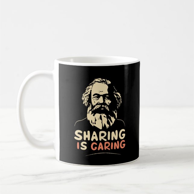 Karl Marx Funny Communist Memes Sharing Is Caring Coffee Mug (Left)