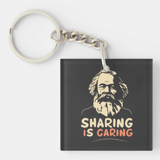Karl Marx Funny Communist Memes Sharing Is Caring Key Ring (Front)