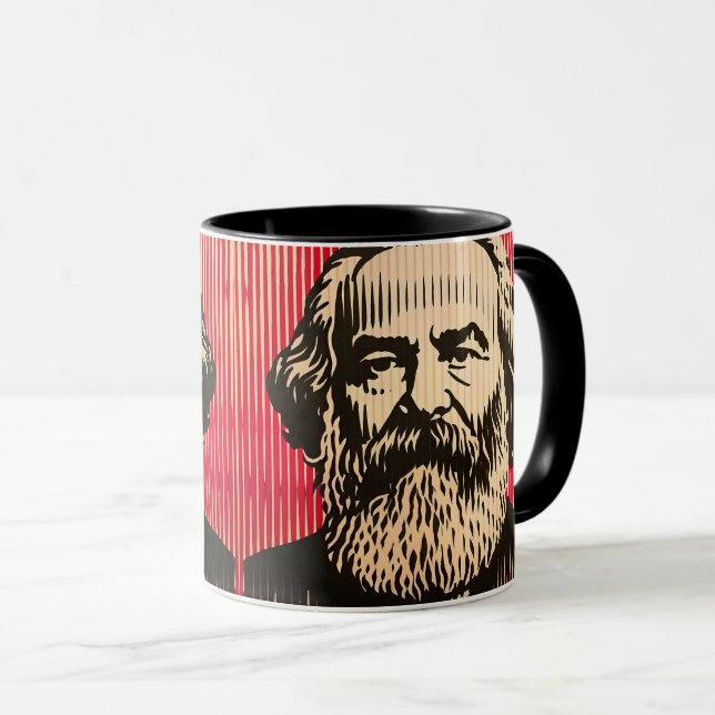 Karl Marx in BAUHAUS optical illusion style Mug (Front Right)