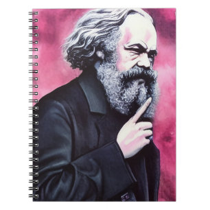 Karl Marx on pink background Notebook