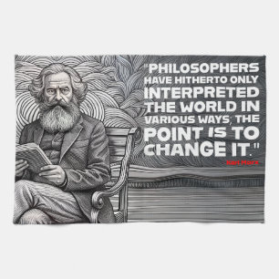 Karl Marx Quote Design - Be the change ! Tea Towel
