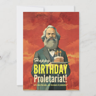 Karl Marx reading books lovers gift Invitation