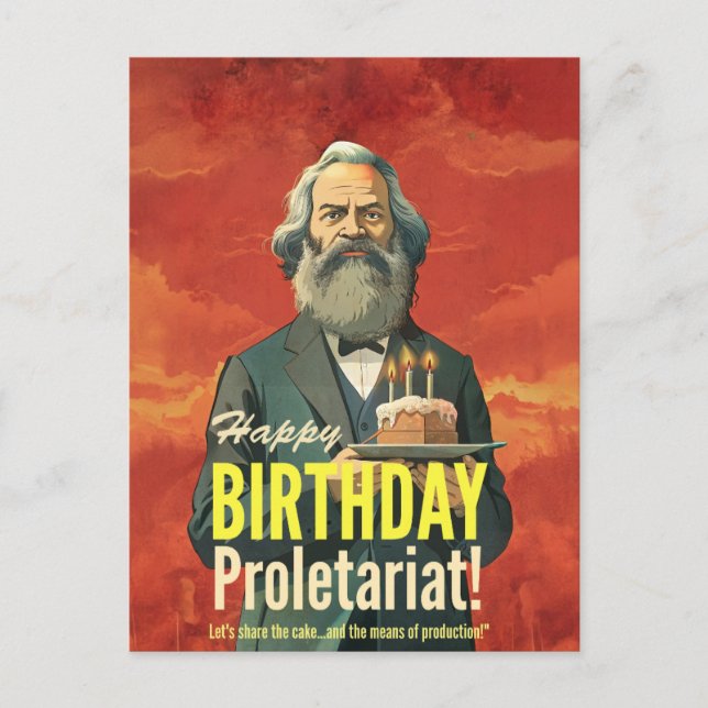 Karl Marx reading books lovers gift Postcard (Front)