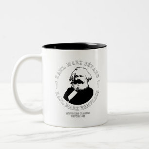 KARL MARX SEPARATE, KARL MARX REPLACES Two-Tone COFFEE MUG
