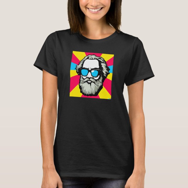 Karl Marx with Sunglasses Pop Art Portrait of Revo T-Shirt (Front)