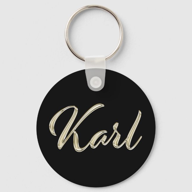 Karl Name whitegold Button Schlüsselanhänger Key Ring (Front)