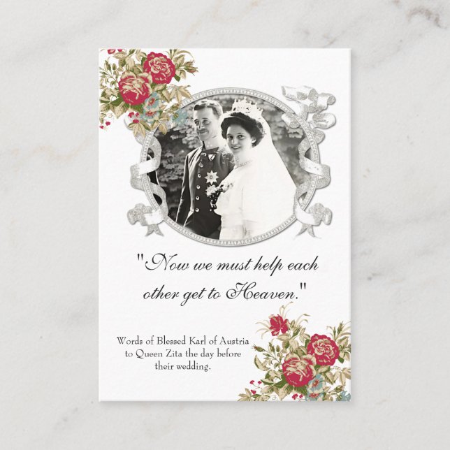 Karl & Zita Catholic Wedding Prayer Card (Front)