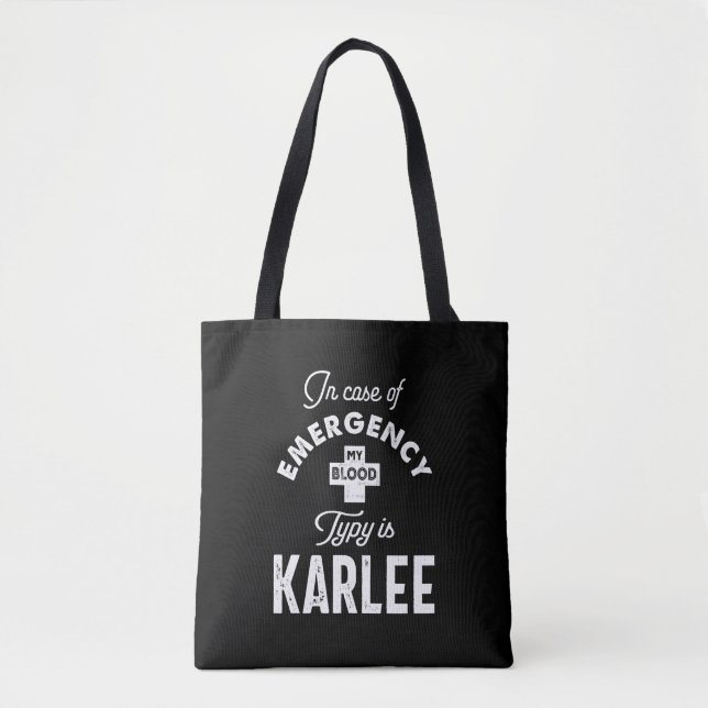 Karlee Personalised Name Birthday Gift Tote Bag (Front)