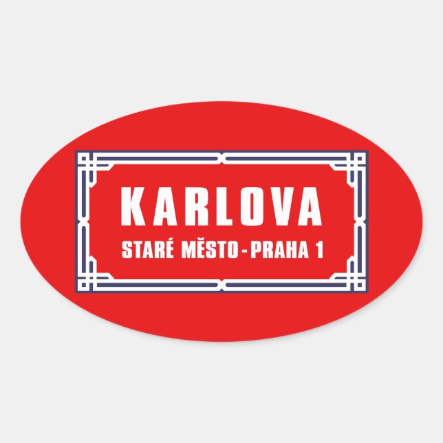 Karlova, Prague, Czech Street Sign Oval Sticker (Front)