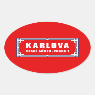 Karlova, Prague, Czech Street Sign Oval Sticker