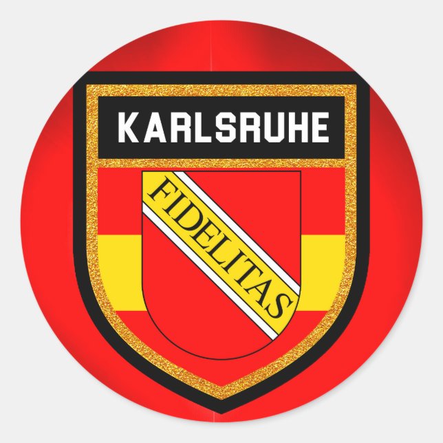 Karlsruhe Flag Classic Round Sticker (Front)