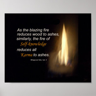Karma Blazing Fire Self-knowledge Quote Plaque Poster