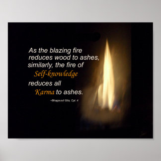 Karma Blazing Fire Self-knowledge Quote Plaque Poster
