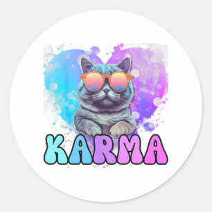 karma cat lover karma is my boyfriend cruel summer classic round sticker