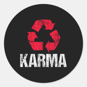 Karma Earth Day Recycling With Recycling Symbol Classic Round Sticker