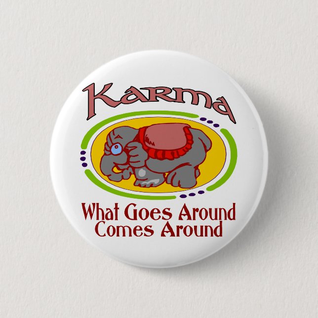 Karma Elephant 6 Cm Round Badge (Front)