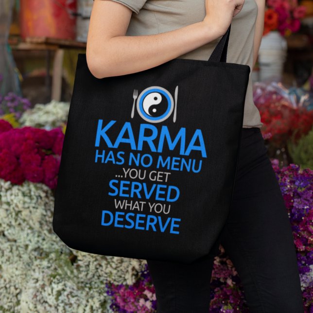 Karma Has No Menu... Yin Yang Graphic Tote Bag (Creator Uploaded)