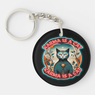 karma is a cat key ring