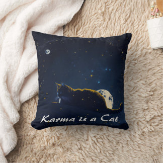 Karma is a cat purring in my lap cushion
