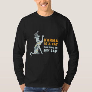 Karma Is Cat Purring On Lap Cute Black Kitten Men T-Shirt