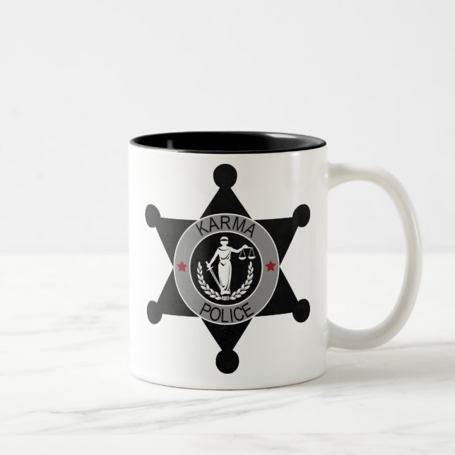 Karma-Police, arrest this man... Two-Tone Coffee Mug (Right)