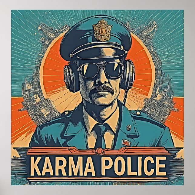 Karma Police - Retro Whimsy in Bold Colours Poster (Front)