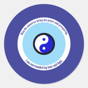 Karma Protection Dark Blue Evil Eye Yin Yang Classic Round Sticker