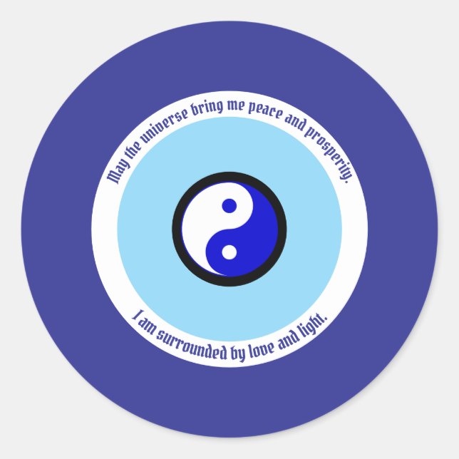 Karma Protection Dark Blue Evil Eye Yin Yang Classic Round Sticker (Front)