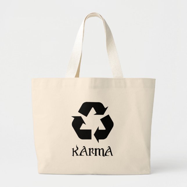 Karma Recycle What Goes Around Comes Around Large Tote Bag (Front)