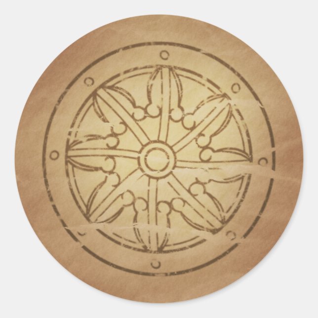 Karma The Wheel of Law Buddhist Classic Round Sticker (Front)