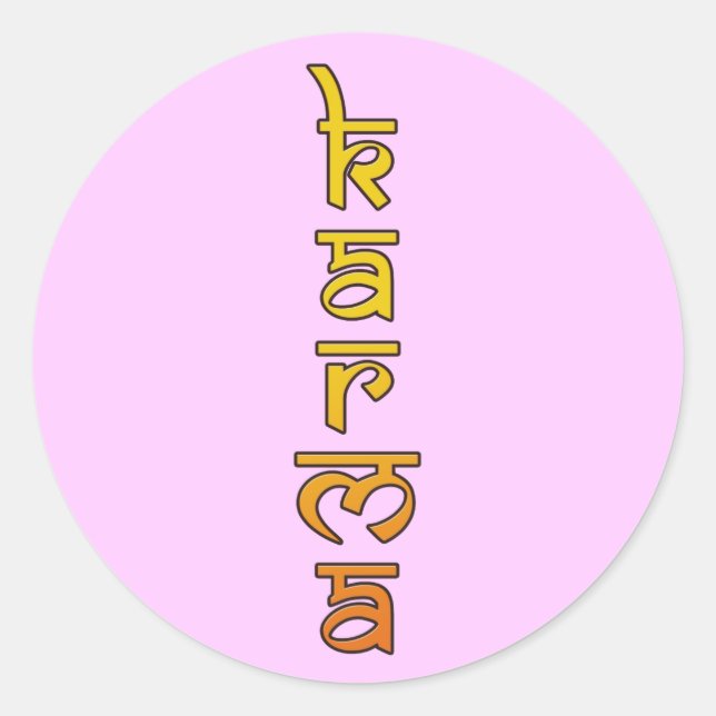 karma - yellow classic round sticker (Front)