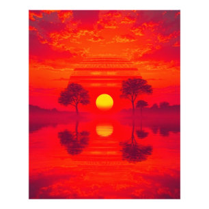 Karmesinrote Spiegelung - Sonnenuntergang über See Photo Print