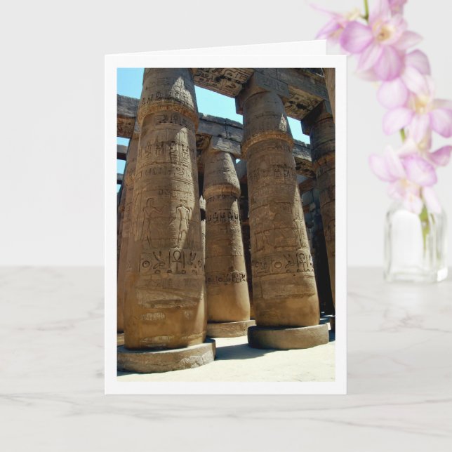 Karnak Temple Columns Portrait, Luxor, Egypt Card (Orchid)