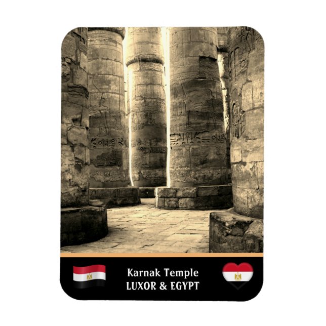 Karnak Temple & Hieroglyphs Pillars /Ancient Egypt Magnet (Vertical)