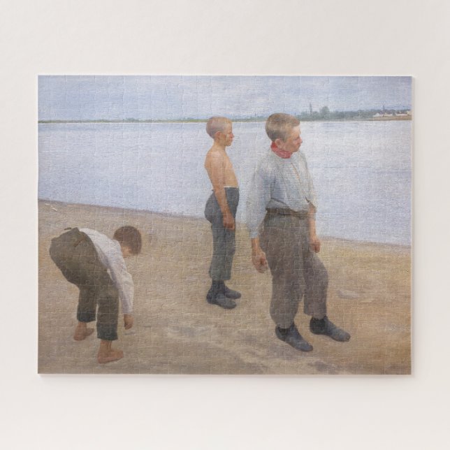 Károly Ferenczy - Boys Throwing Pebbles Jigsaw Puzzle (Horizontal)