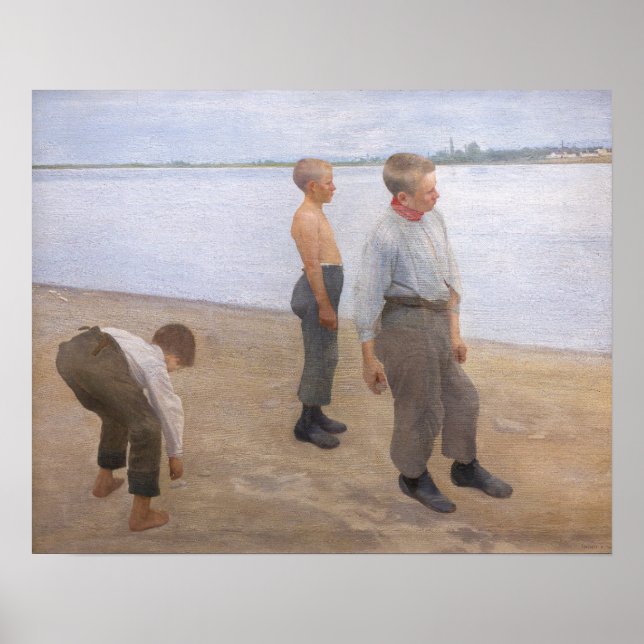 Károly Ferenczy - Boys Throwing Pebbles Poster (Front)