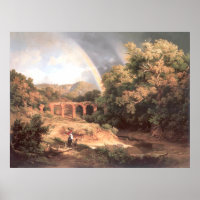 Karoly Marko Landscape with Viaduct and Rainbow