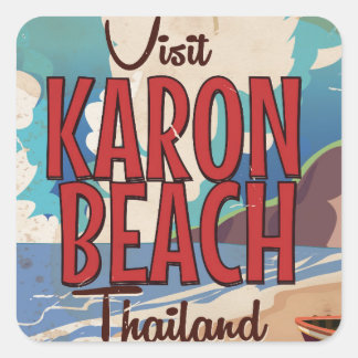 Karon Beach thailand vintage travel poster Square Sticker